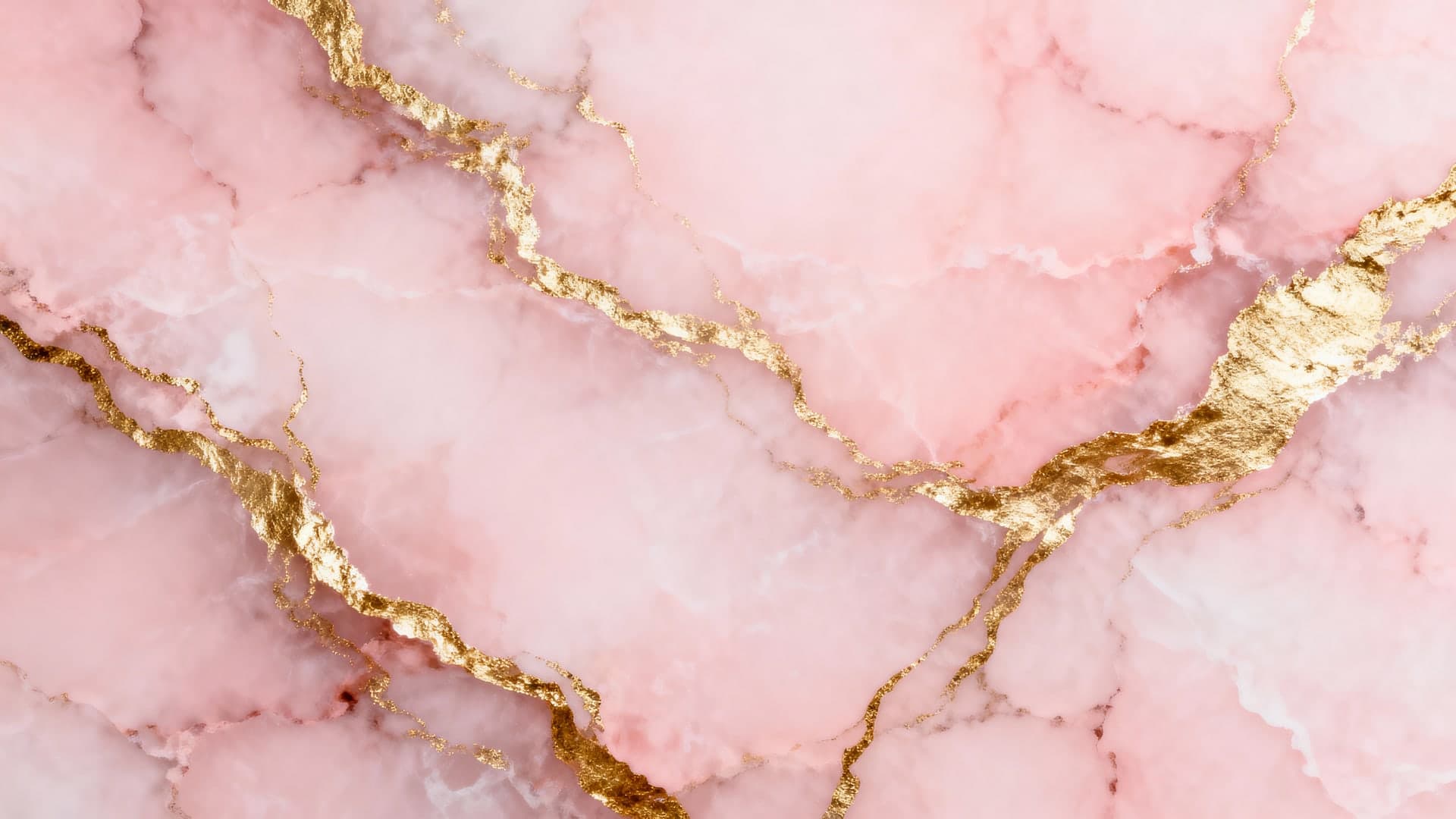 luxury pink and gold marble texture, rose quartz aesthetic, metallic shimmer veins, desktop wallpaper, 4k, 16:9, no mockup, no device frame, no ui, no text, no watermark, no status bar, no bezel, no phone screen, no clock, no icons, no notch, plain wallpaper, clean background