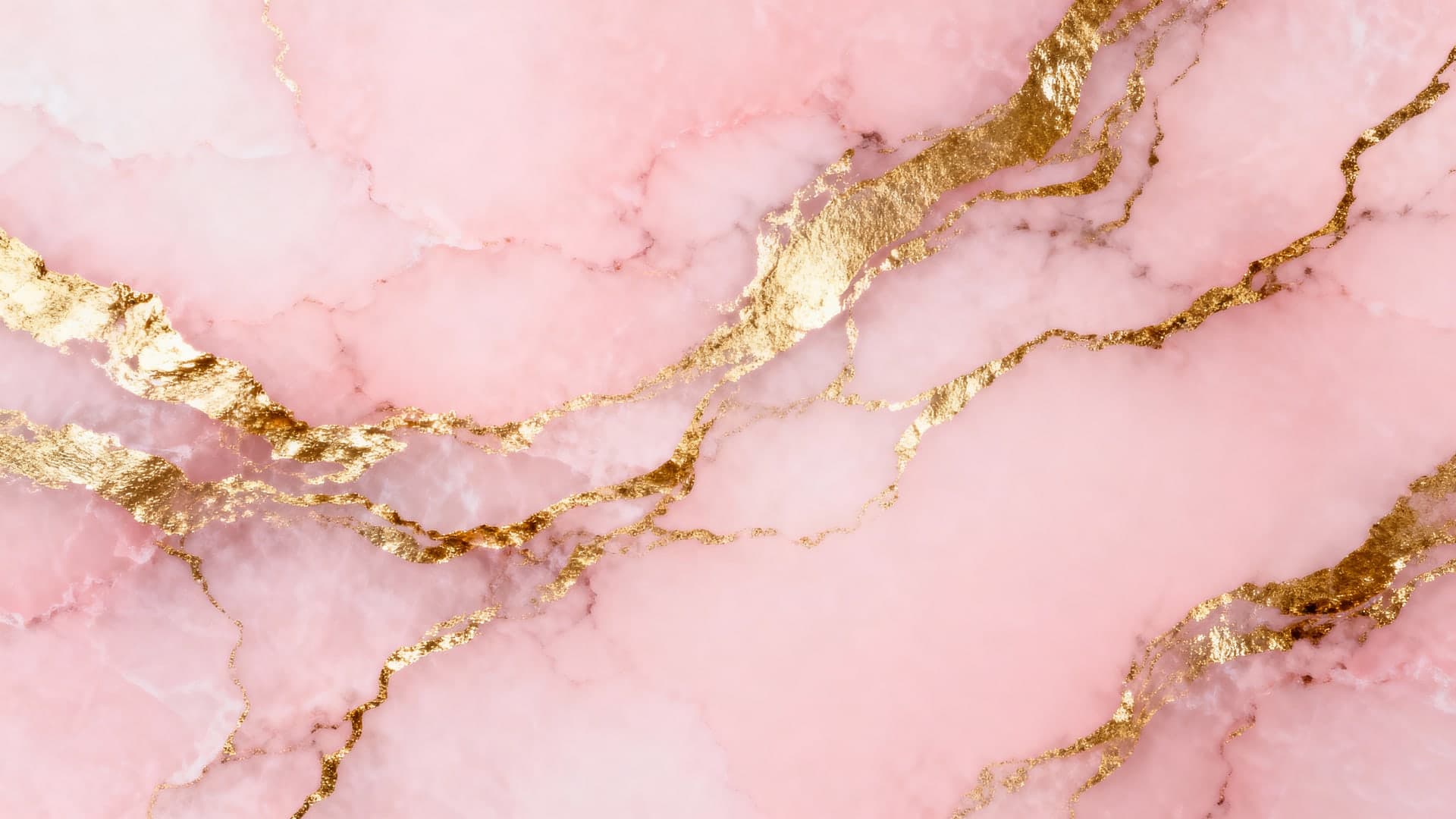 luxury pink and gold marble texture, rose quartz aesthetic, metallic shimmer veins, desktop wallpaper, 4k, 16:9, no mockup, no device frame, no ui, no text, no watermark, no status bar, no bezel, no phone screen, no clock, no icons, no notch, plain wallpaper, clean background
