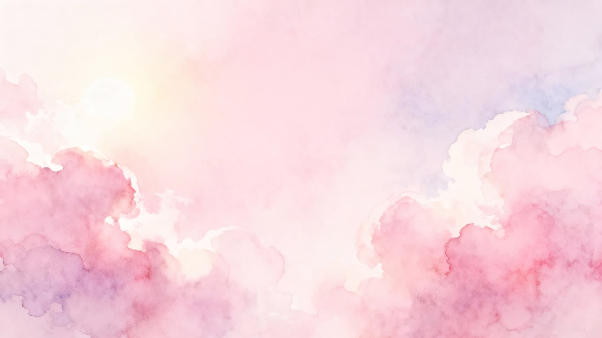 magical cotton candy pink sky with watercolor haze, soft sunlit glow, desktop wallpaper, 16:9, 4k resolution, no mockup, no device frame, no ui, no text, no watermark, no status bar, no bezel, no phone screen, no clock, no icons, no notch, plain wallpaper, clean background