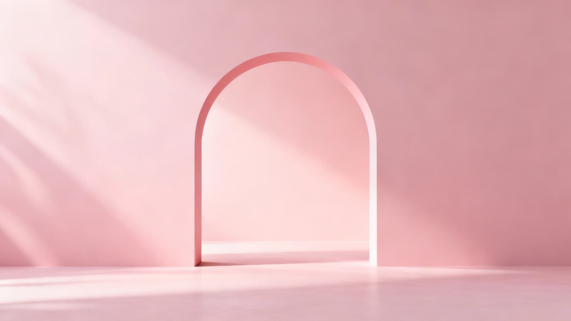 minimal light pink arch doorway with soft shadows