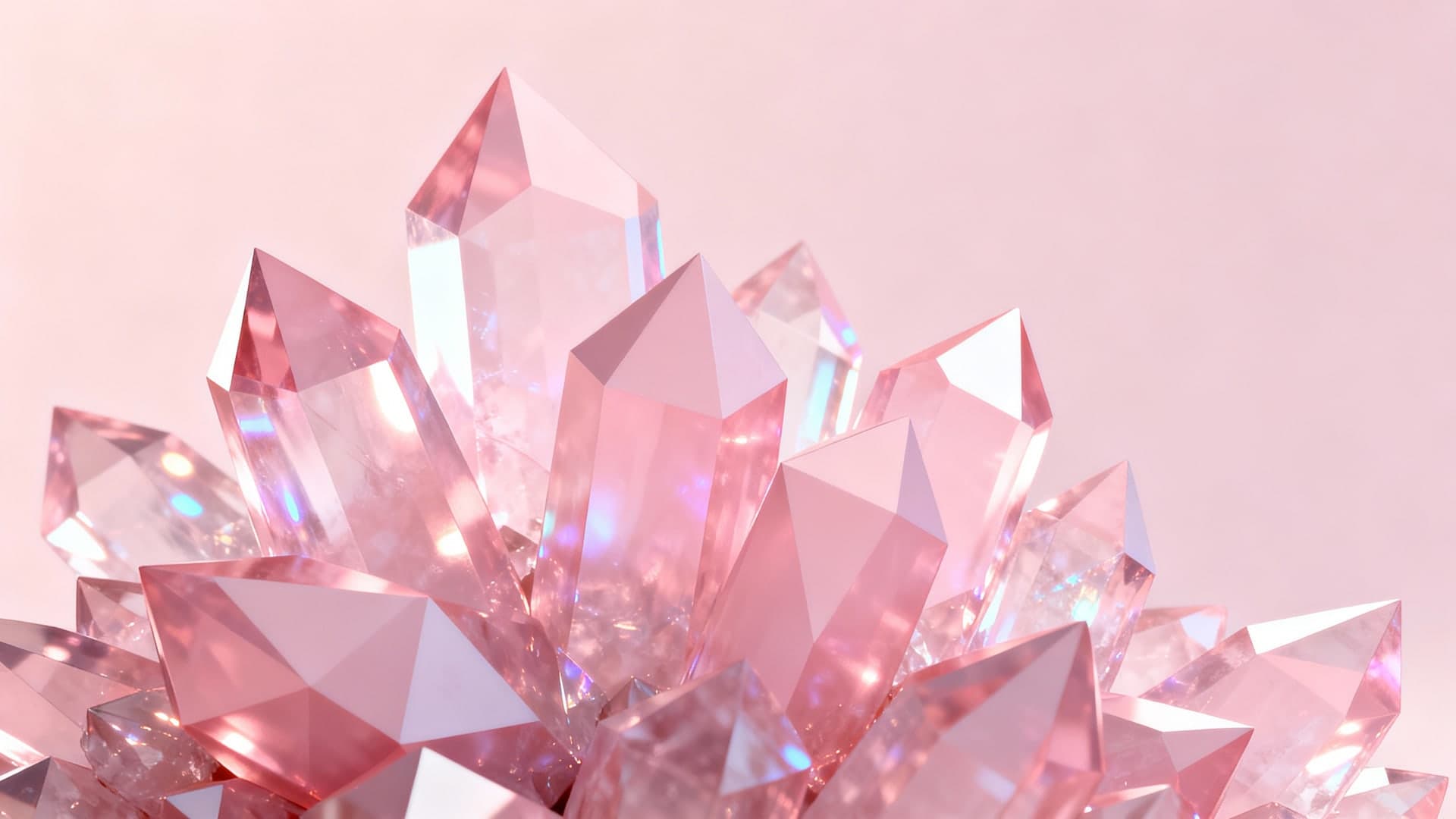 3d abstract pink crystals forming geometric cluster