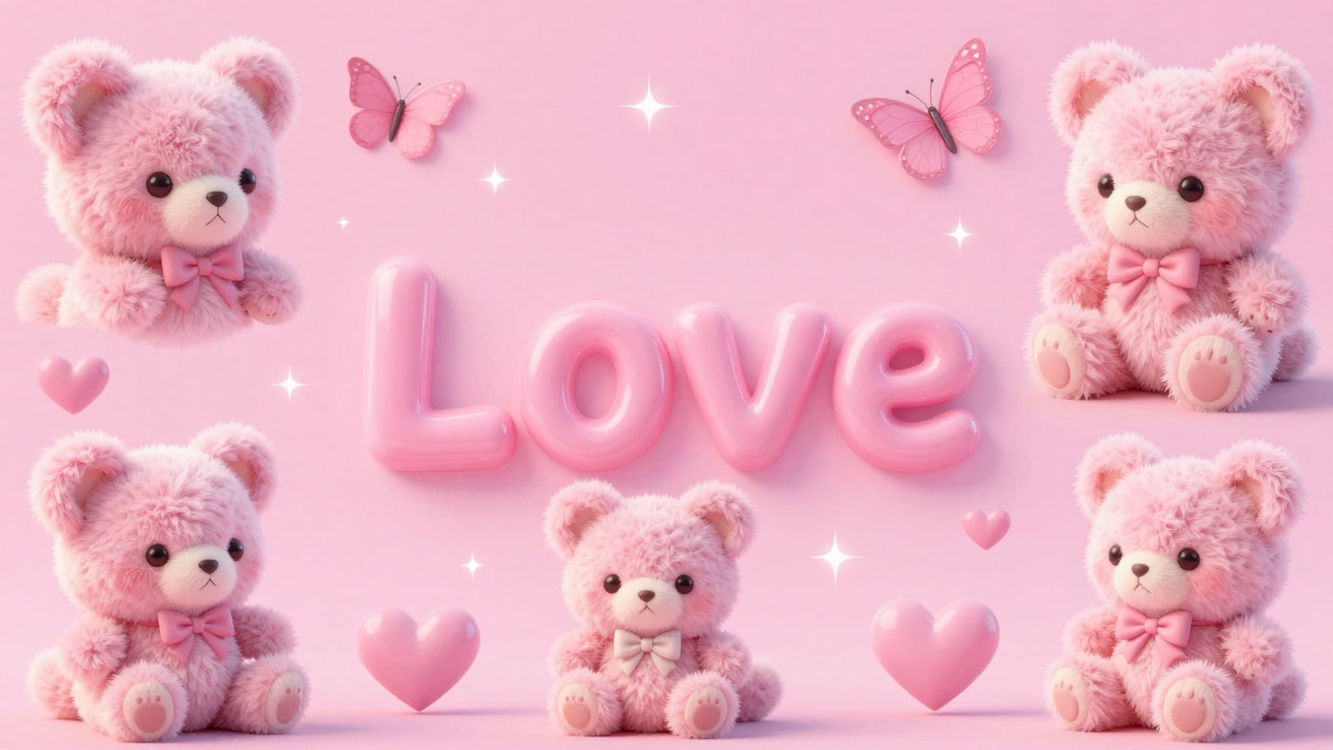 A dreamy pink collage filled with cute objects, butterflies and soft textures in a kawaii aesthetic style.