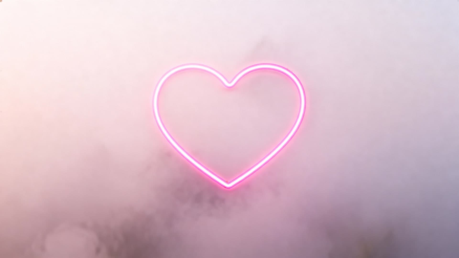 pink neon heart halo floating in soft blush haze, cinematic depth, desktop wallpaper, 16:9, 4k resolution, no mockup, no device frame, no ui, no text, no watermark, no status bar, no bezel, no phone screen, no clock, no icons, no notch, plain wallpaper, clean background