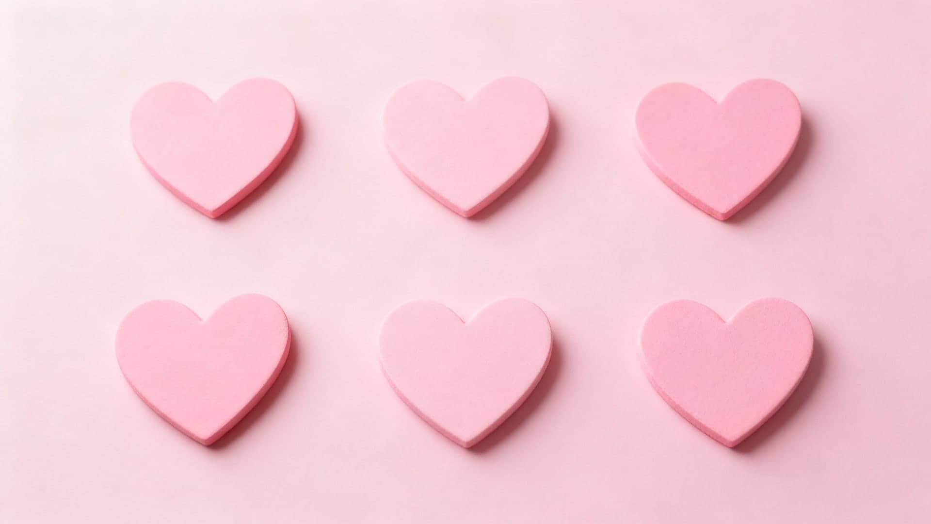 cute minimal pink hearts scattered in playful arrangement