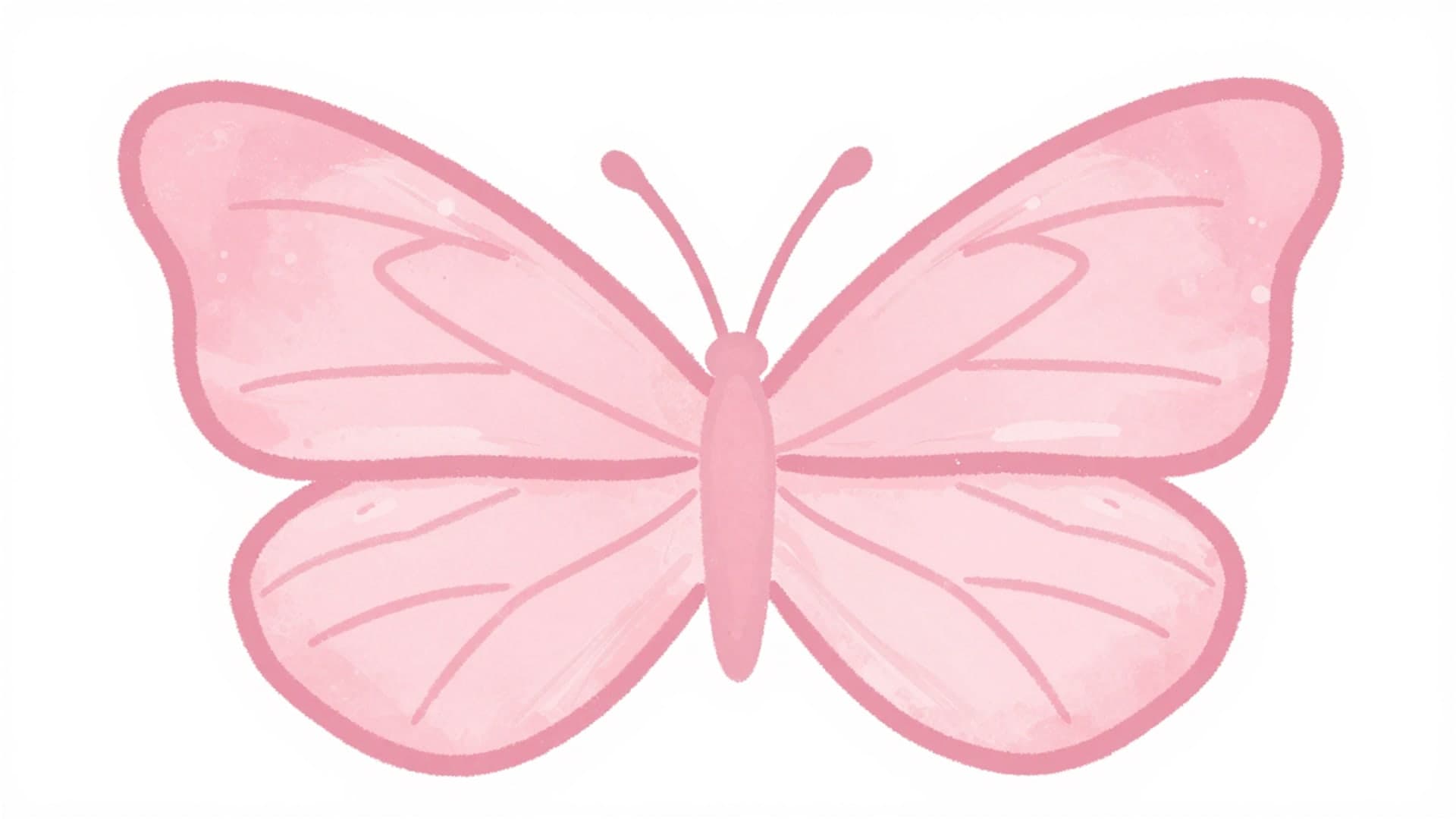 Soft hand-drawn pink butterfly artwork in a cute minimal illustration style.