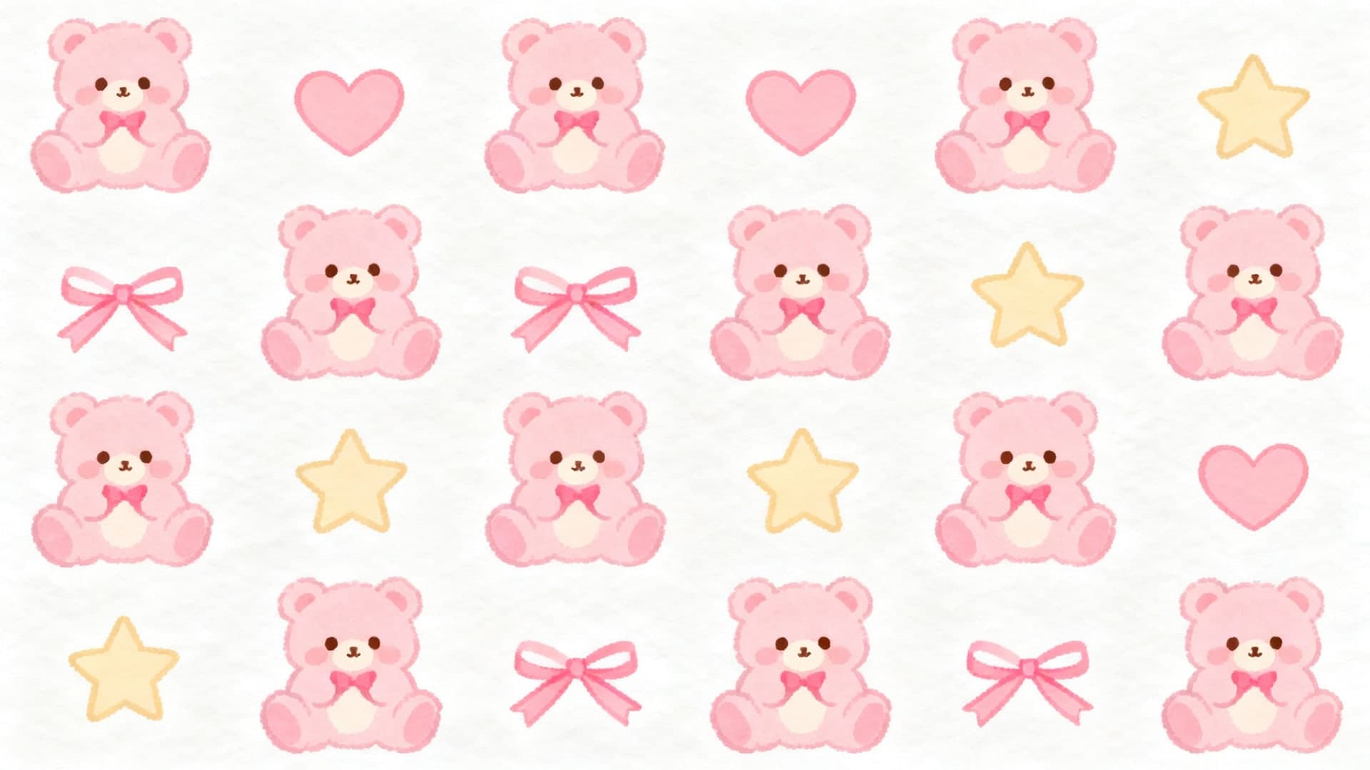 cute kawaii-style pink bears and hearts pattern