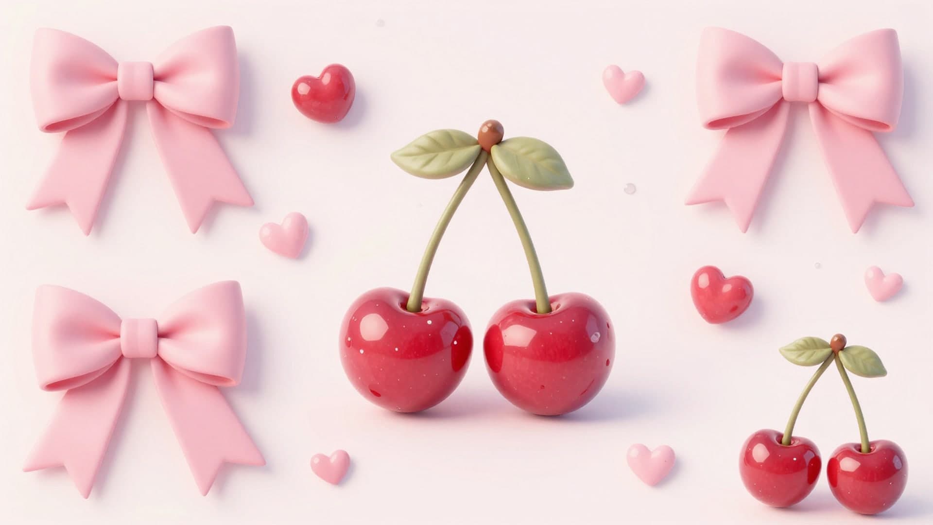 Cute collage with bows, cherries and pink fashion elements.