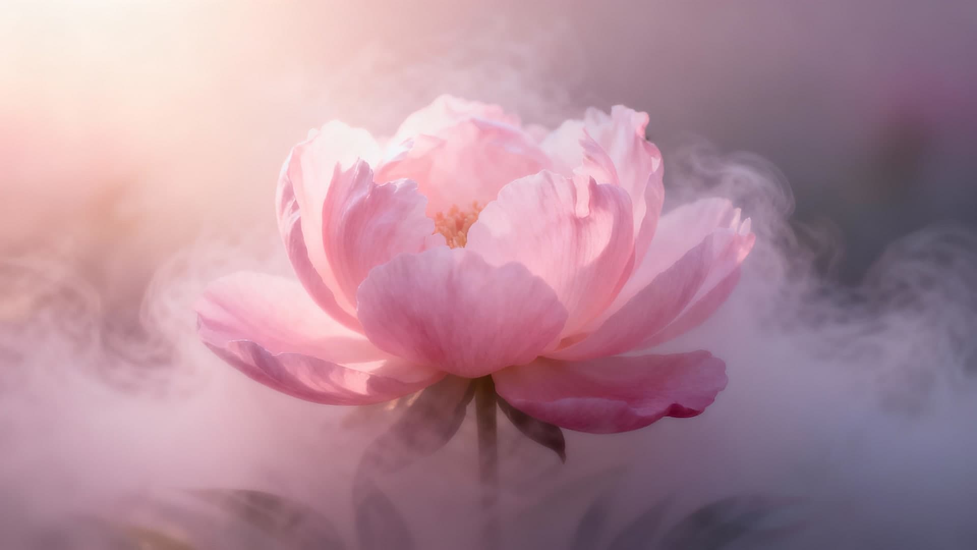 朦胧粉色雾气与柔光氛围感抽象。