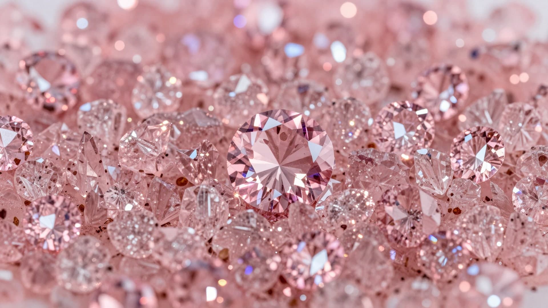 Sparkling pink crystal textures creating a luxurious and shiny effect.