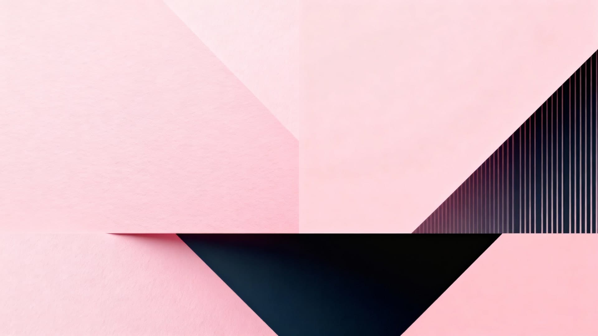 geometric pink wallpaper, modern abstract shapes, soft pastel tones, minimalist aesthetic pattern, desktop wallpaper, 16:9, 4k resolution, no mockup, no device frame, no ui, no text, no watermark, no status bar, no bezel, no phone screen, no clock, no icons, no notch, plain wallpaper, clean background