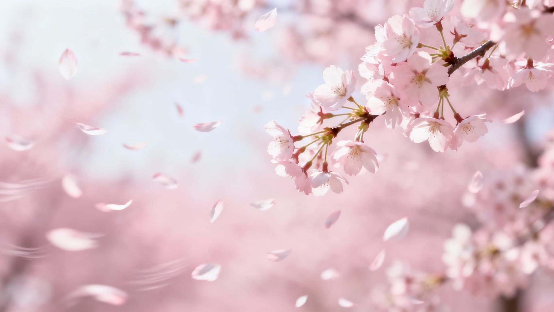 pink sakura petals drifting in soft spring air