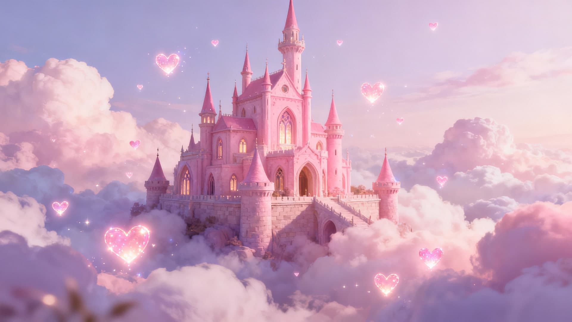 Pink fantasy castle wallpaper