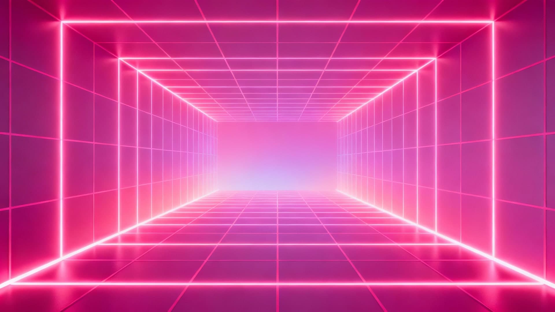 geometric neon pink grid with glowing perspective lines