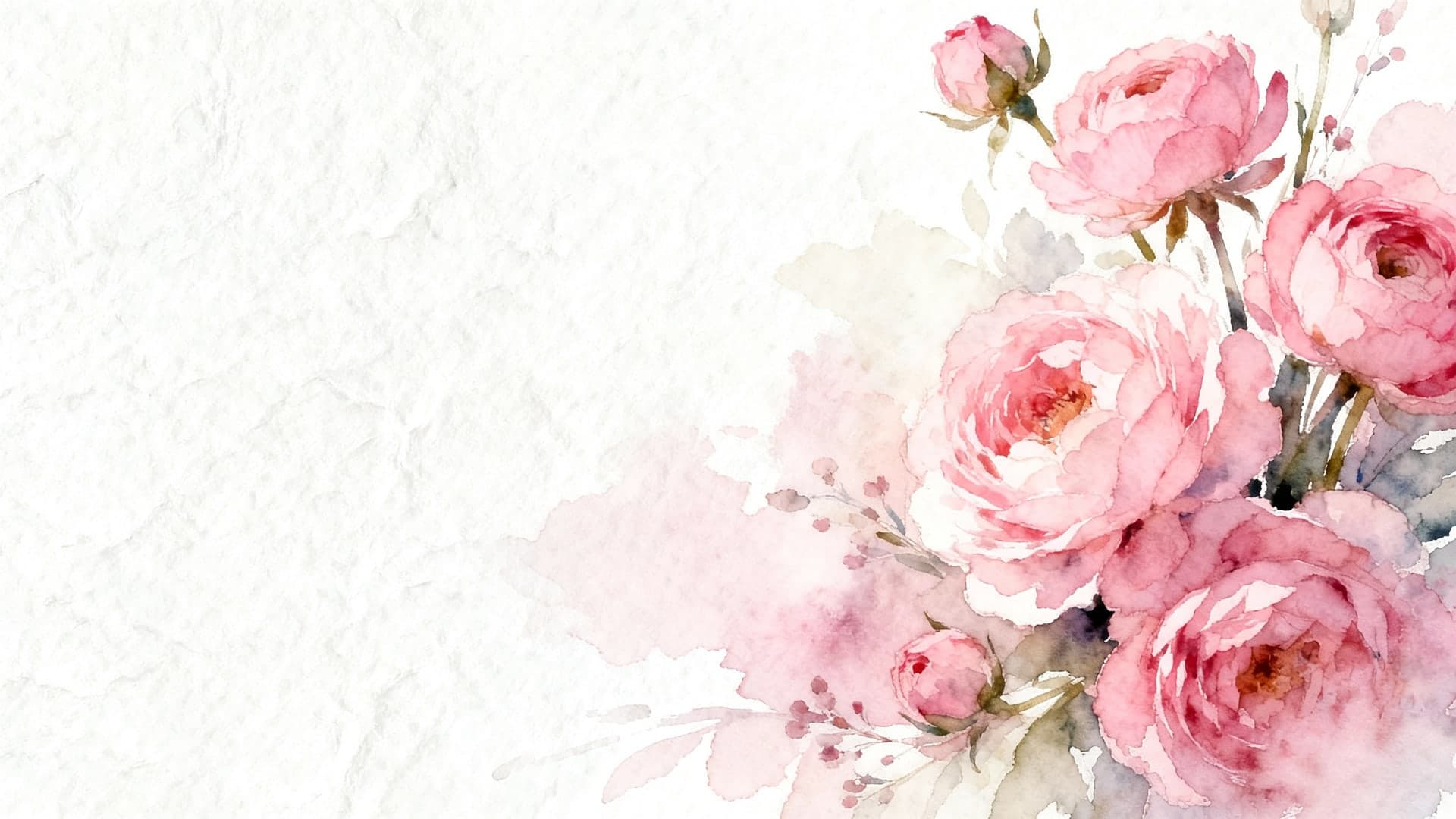 hand-drawn soft watercolor pink flowers on textured paper